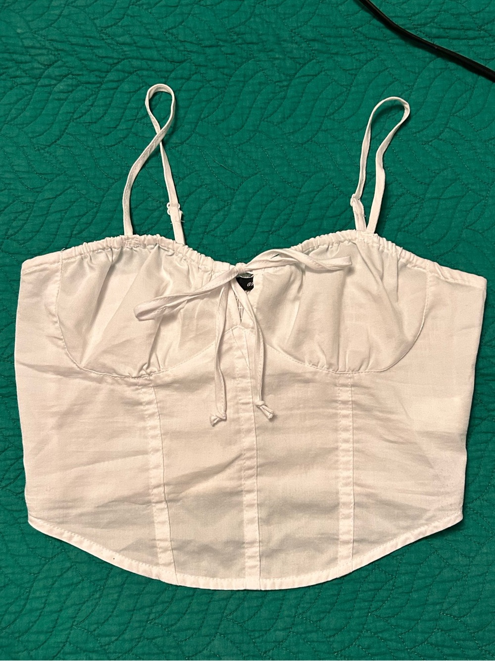Ambiance White Spaghetti Strap Tie-Front Bustier Camisole